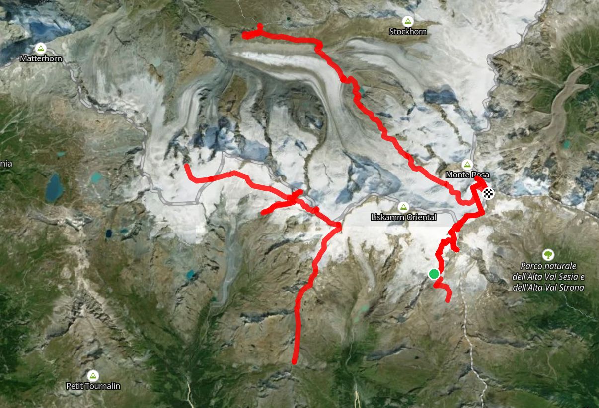 Recorrido de la travesía sobre mapa satelital